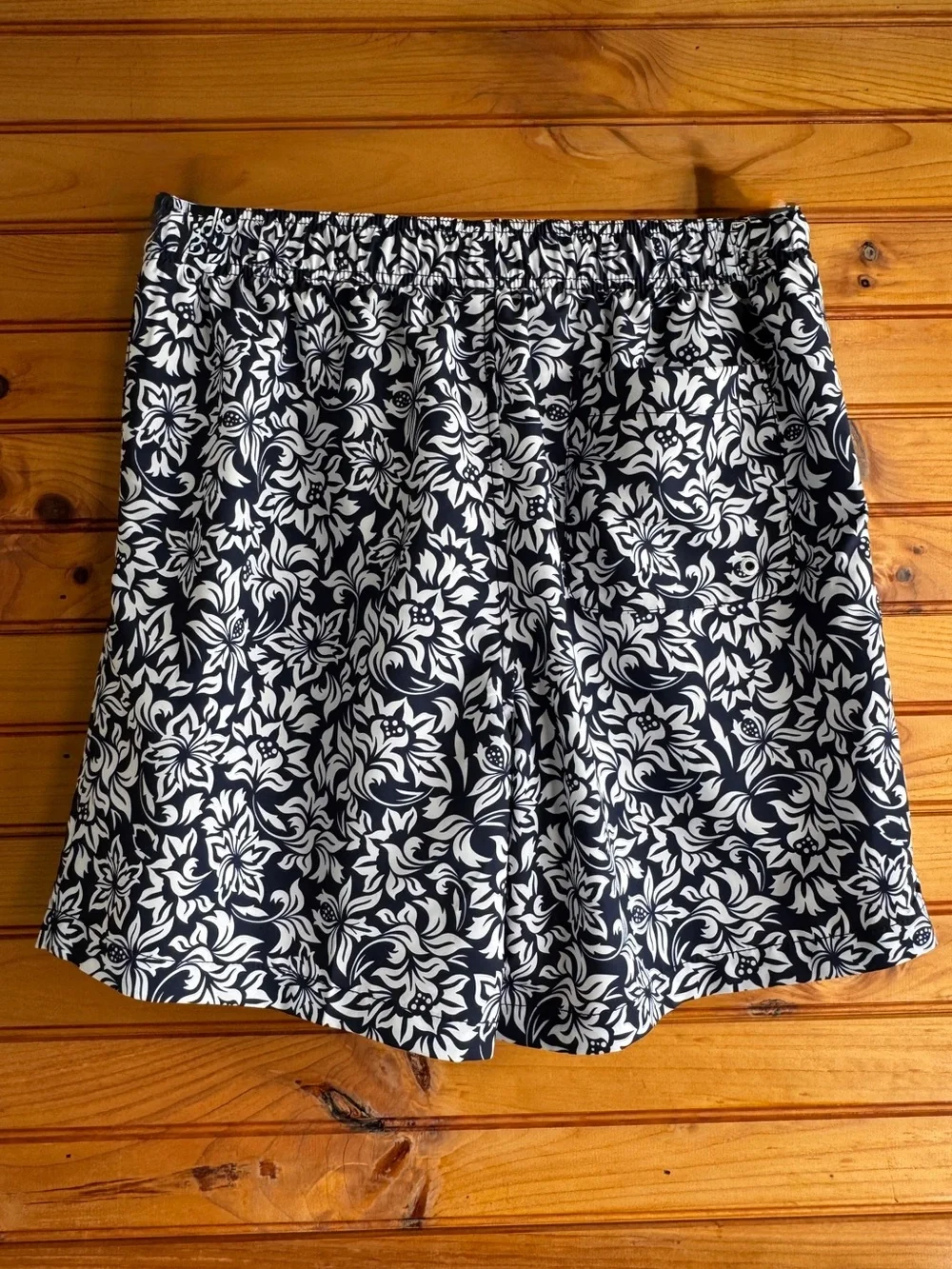 Speedo Floral Swim Trunks Navy White Tropical Board Shorts Mesh Lined L